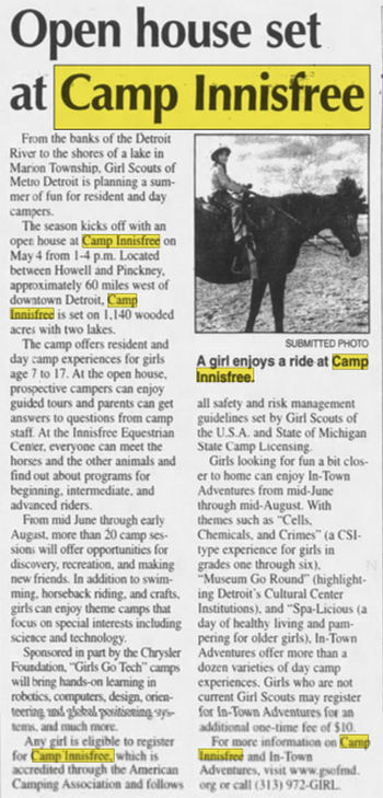 Camp Innisfree - Apr 20 2008 Article